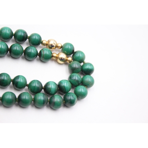 116 - 14ct gold malachite necklace (86.9g)