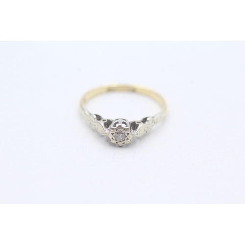 136 - 18ct gold diamond single stone ring (1.7g) Size J 1/2