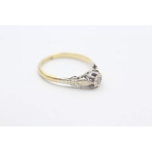 136 - 18ct gold diamond single stone ring (1.7g) Size J 1/2