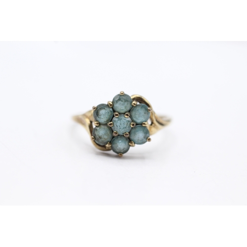 149 - 9ct gold blue gemstone cluster dress ring (2.7g) Size U