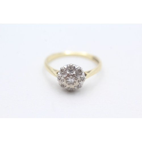 152 - 18ct gold diamond cluster ring (3.2g) Size O 1/2