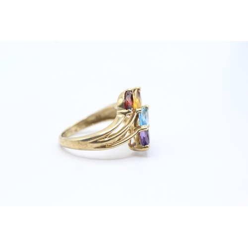 155 - 9ct gold multi-gemstone dress ring, gemstones including: garnet. citrine, topaz, amethyst & diopside... 