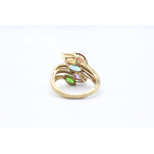 155 - 9ct gold multi-gemstone dress ring, gemstones including: garnet. citrine, topaz, amethyst & diopside... 