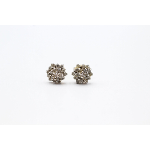 156 - 9ct gold diamond set cluster stud earrings (0.9g)