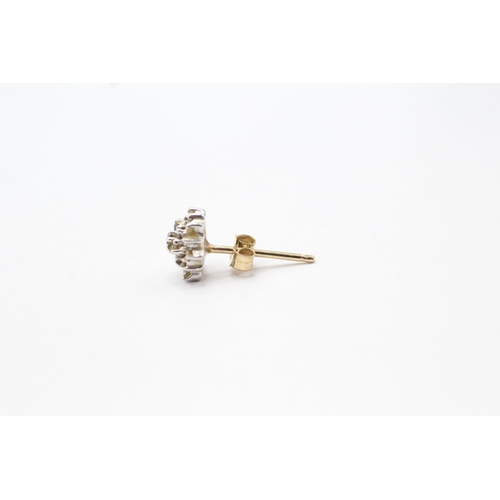 156 - 9ct gold diamond set cluster stud earrings (0.9g)