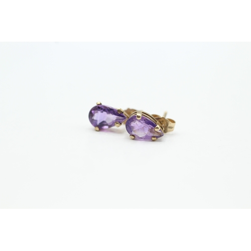 160 - 9ct gold amethyst stud earrings (0.7g)