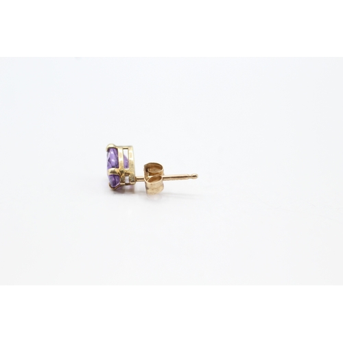 160 - 9ct gold amethyst stud earrings (0.7g)