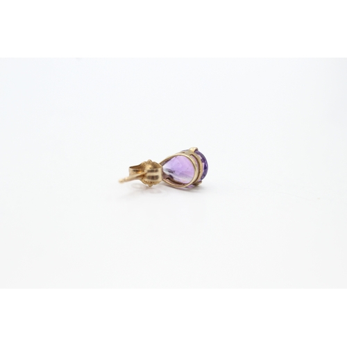 160 - 9ct gold amethyst stud earrings (0.7g)