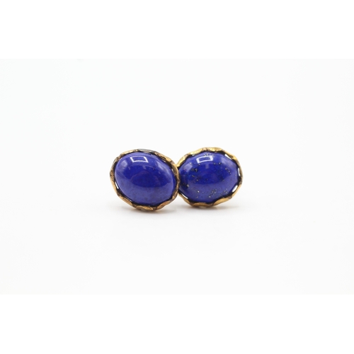 191 - 9ct gold lapis lazuli stud earrings (2.4g)