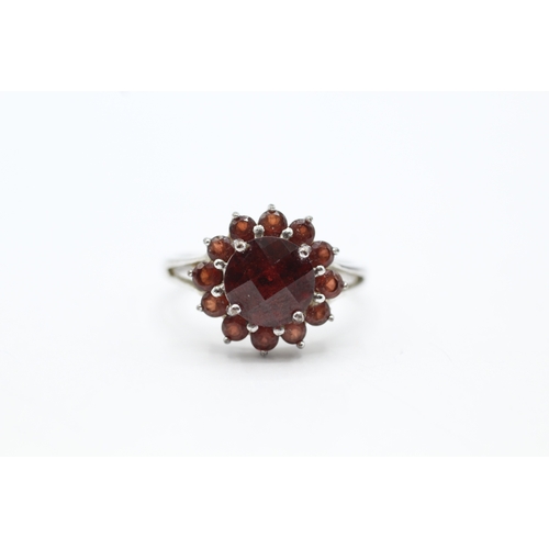 199 - 9ct gold garnet dress ring (3.3g) Size N