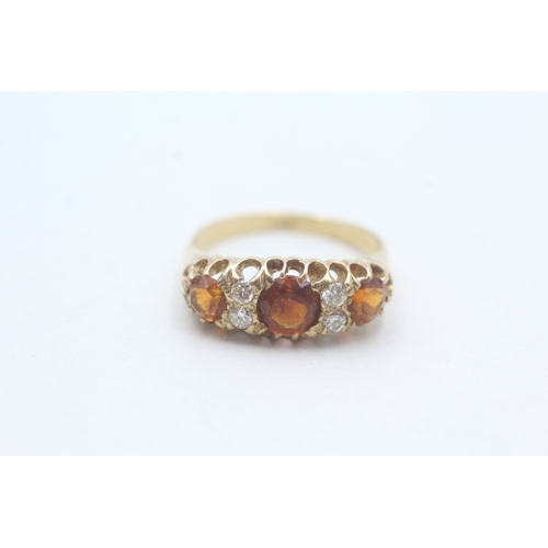 20 - 18ct gold citrine & diamond dress ring (4.5g) Size N 1/2