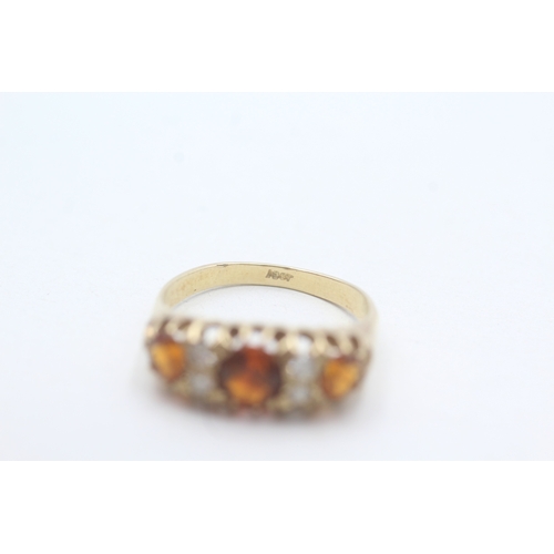 20 - 18ct gold citrine & diamond dress ring (4.5g) Size N 1/2