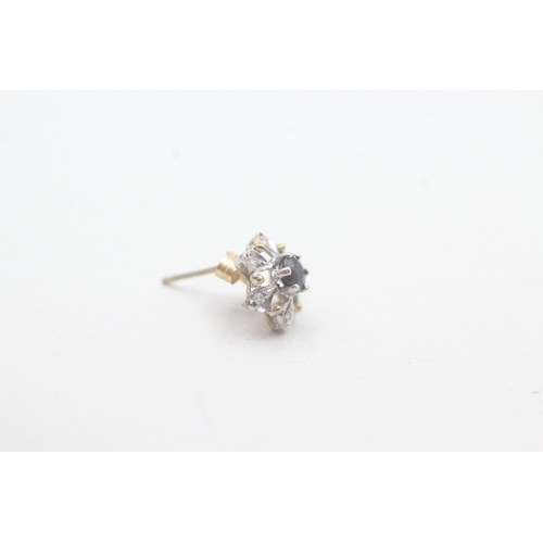 217 - 9ct gold sapphire & diamond stud earrings (0.9g)