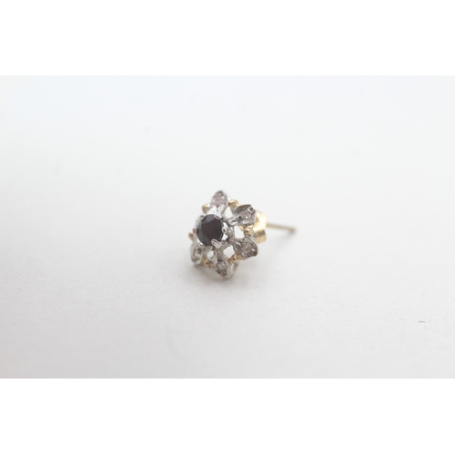 217 - 9ct gold sapphire & diamond stud earrings (0.9g)