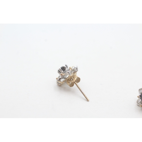 217 - 9ct gold sapphire & diamond stud earrings (0.9g)