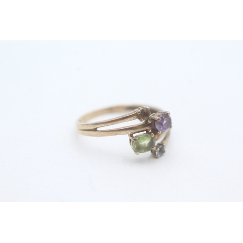 233 - 9ct gold multi-gemstone dress ring, gemstones including: citrine, amethyst, peridot & topaz (1.6g) S... 