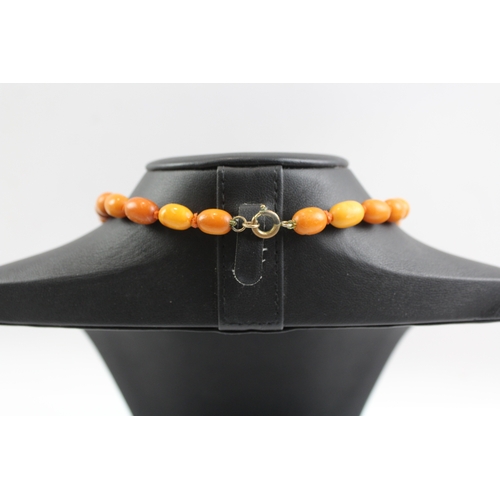 290 - Graduated Amber Beaded Necklace, Individually Knotted 38g