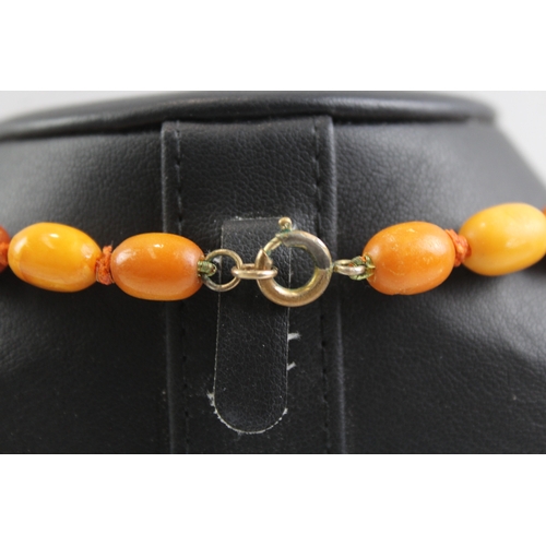 290 - Graduated Amber Beaded Necklace, Individually Knotted 38g