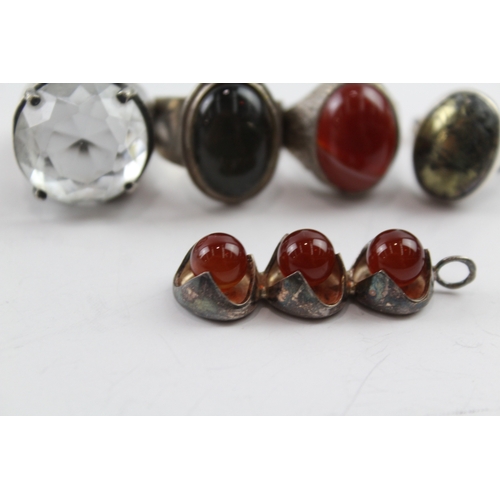 297 - Collection of Sterling Silver Mid Century Modernist Gemstone Jewellery x 5 39g