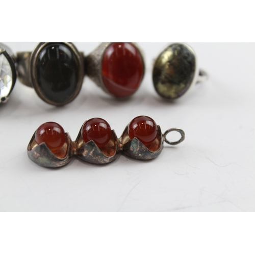 297 - Collection of Sterling Silver Mid Century Modernist Gemstone Jewellery x 5 39g