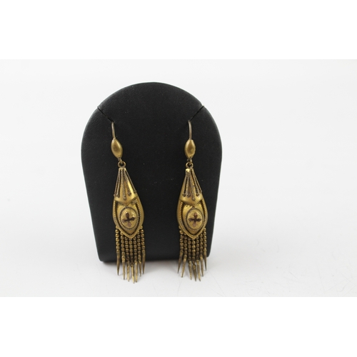 305 - Pair of Victorian Etruscan Revival Drop Earrings 12g