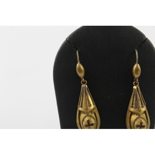 305 - Pair of Victorian Etruscan Revival Drop Earrings 12g