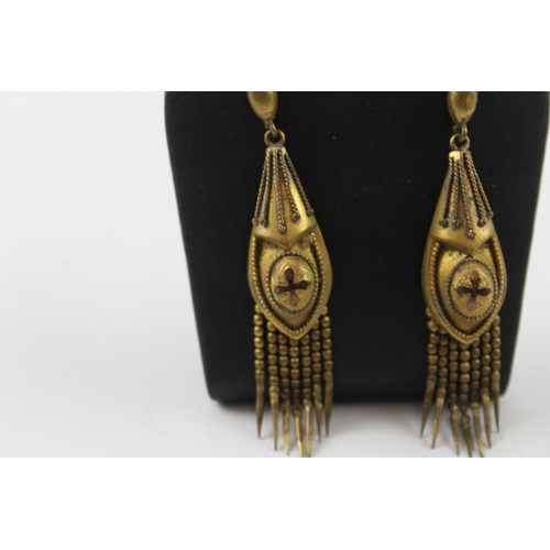 305 - Pair of Victorian Etruscan Revival Drop Earrings 12g