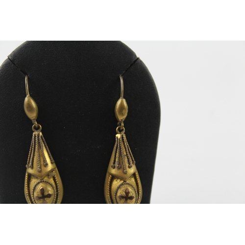 305 - Pair of Victorian Etruscan Revival Drop Earrings 12g