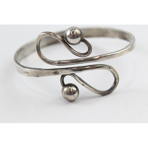 313 - Sterling Silver Scandi Modernist Bypass Bangle 40g