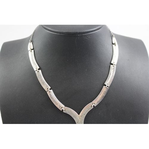 321 - Miracle Sterling Silver Mid Century Panel Y-Drop Necklace 22g