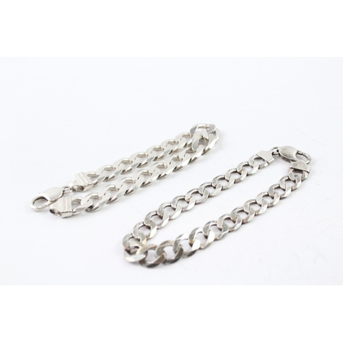 324 - Collection of Sterling Silver Flat Curb Link Bracelets x 2 54g