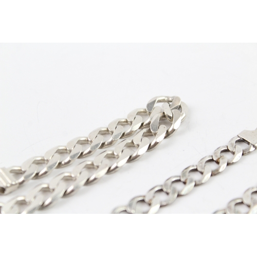 324 - Collection of Sterling Silver Flat Curb Link Bracelets x 2 54g