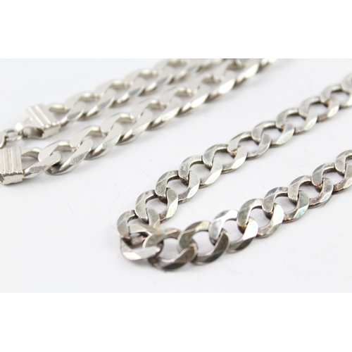 324 - Collection of Sterling Silver Flat Curb Link Bracelets x 2 54g