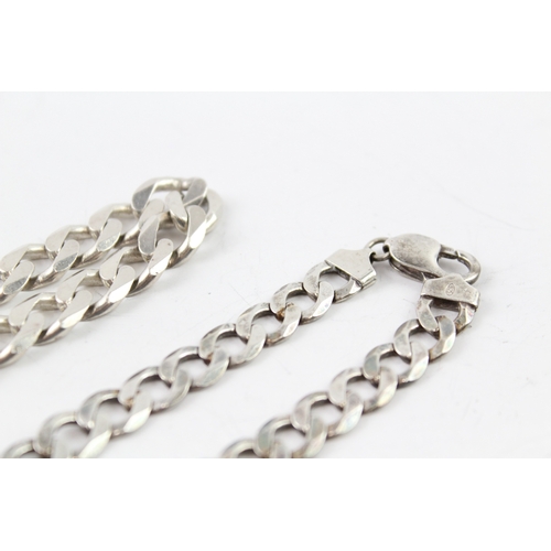 324 - Collection of Sterling Silver Flat Curb Link Bracelets x 2 54g