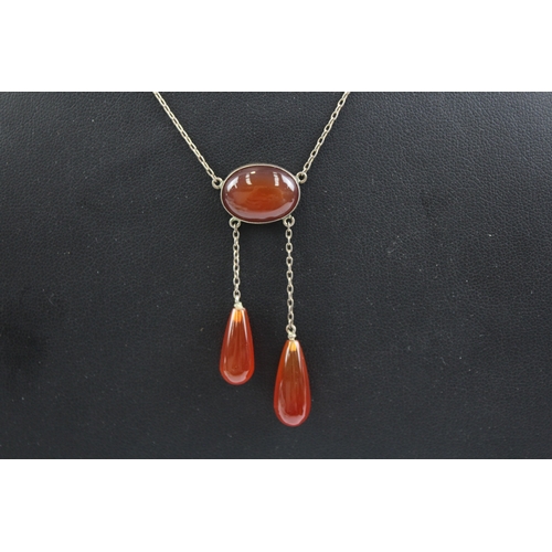 326 - Antique Sterling Silver Carnelian Negligee Necklace 6g