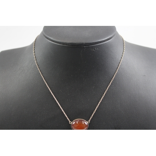 326 - Antique Sterling Silver Carnelian Negligee Necklace 6g