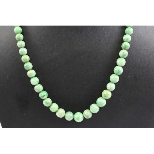 327 - Sterling Silver Clasp Graduated Jade Bead Necklace 40g