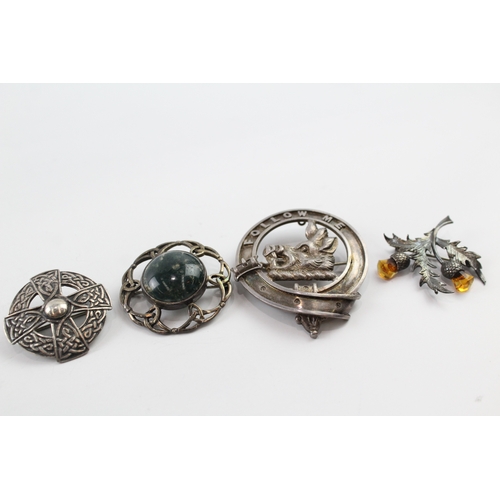 328 - Collection of Sterling Silver Scottish Brooches inc. Gemstone, Boar x 4 49g