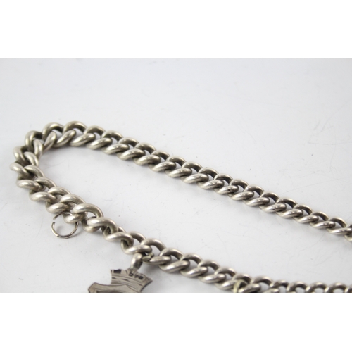 334 - Antique Sterling Silver Watch Chain w/ Multiple Fobs 125g