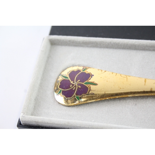 339 - Vintage 1974 GEORG JENSEN .925 Sterling Silver Gilt Enamel Detailed Spoon 45g