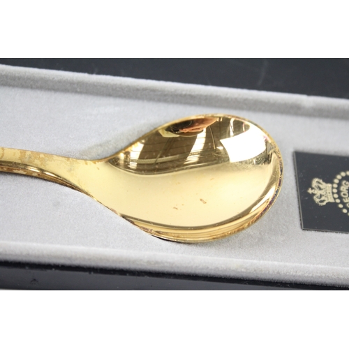 339 - Vintage 1974 GEORG JENSEN .925 Sterling Silver Gilt Enamel Detailed Spoon 45g