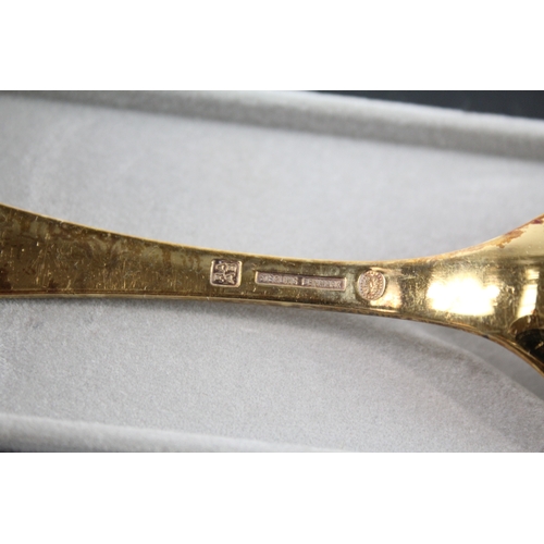 339 - Vintage 1974 GEORG JENSEN .925 Sterling Silver Gilt Enamel Detailed Spoon 45g