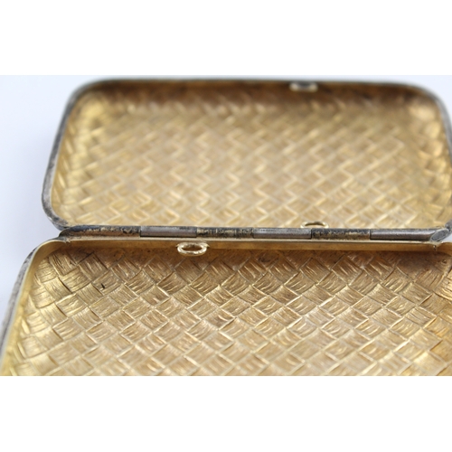 367 - Antique Stamped .800 Continental Silver Cigarette Case Engraved Cartouce (85g)