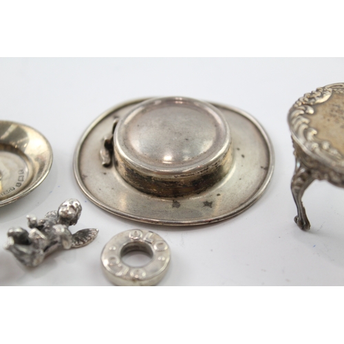 369 - 6 x Antique / Vintage .925 Sterling Silver Miniature Trinkets / Collectables 64g