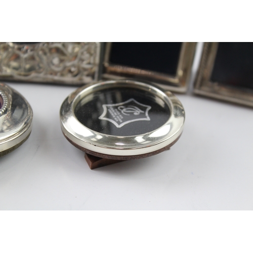 377 - 6 x Vintage .925 Sterling Silver Small Photograph Frames Inc Circular (269g)