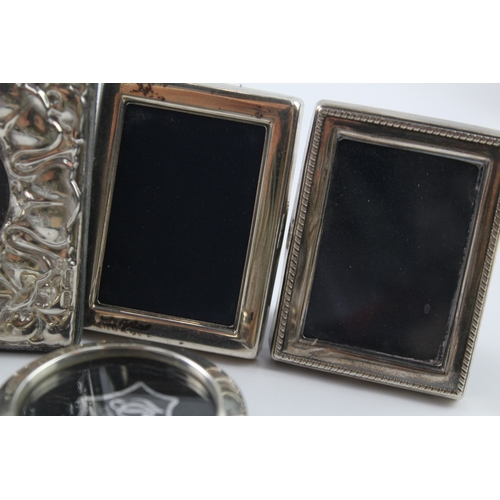 377 - 6 x Vintage .925 Sterling Silver Small Photograph Frames Inc Circular (269g)