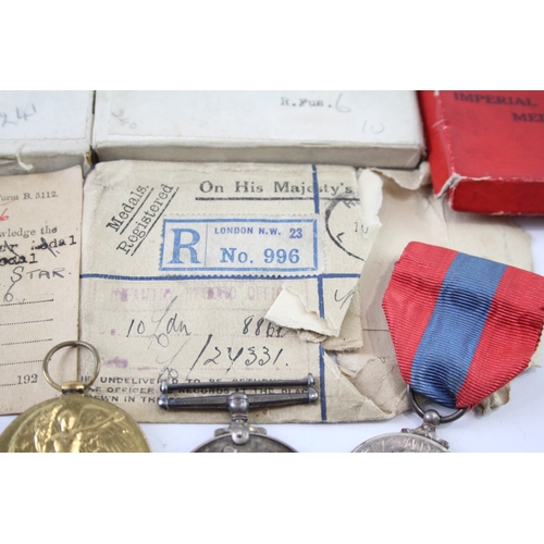 381 - Boxed WW1-GVI Medal Group WW1 Trio Sjt Weaver R Fus, Imperial Service W. Weaver