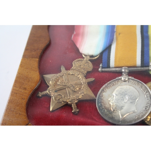 392 - Framed WW1 Navy Long Service Medal Group 1914-15 Trio LSGC 210151 H Heap RN