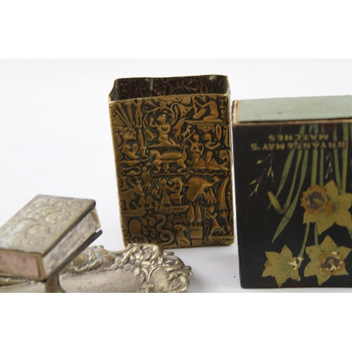 394 - Tobacciana Collectables Inc Silver Plate Match Box Holder, Shagreen Etc