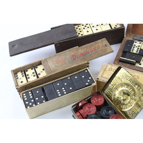 408 - Vintage Antique Dominoes Checkers Boxed